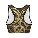 Steampunk Cogwheels Print Women's Sports Bra