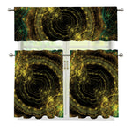 Steampunk Fractal Print 3 Piece Kitchen Curtains