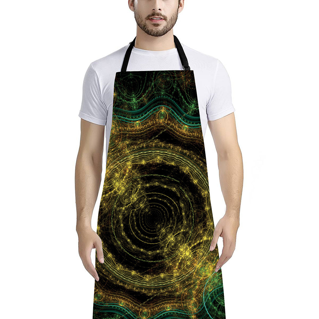 Steampunk Fractal Print Bib Apron With Pocket