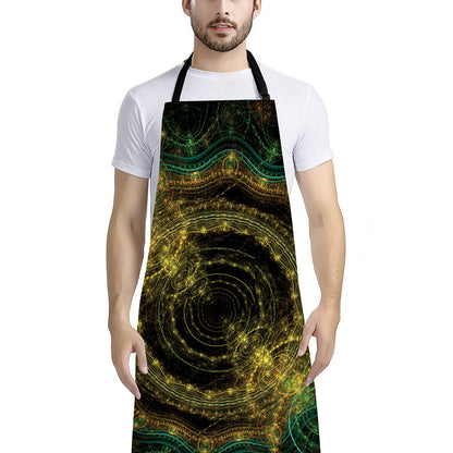 Steampunk Fractal Print Bib Apron With Pocket