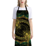 Steampunk Fractal Print Bib Apron With Pocket