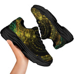 Steampunk Fractal Print Black Chunky Shoes