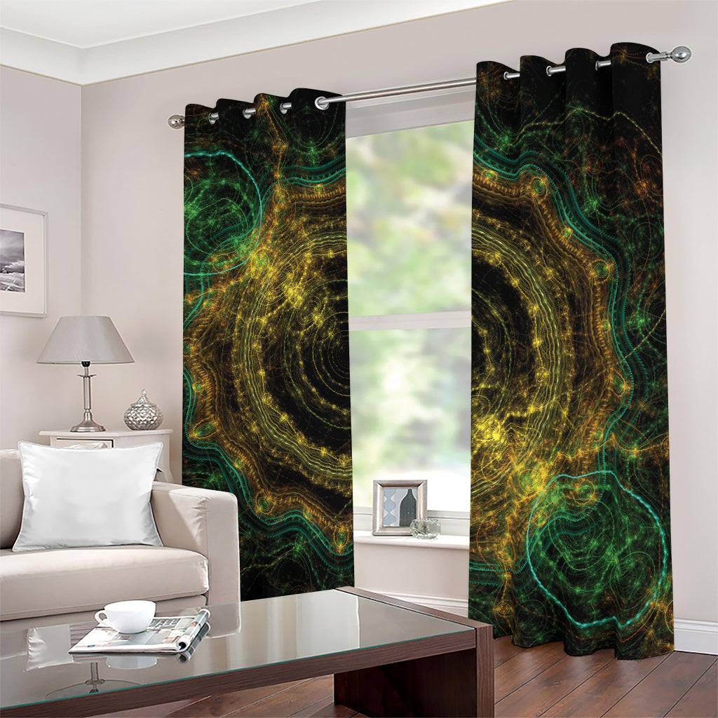 Steampunk Fractal Print Blackout Grommet Curtains