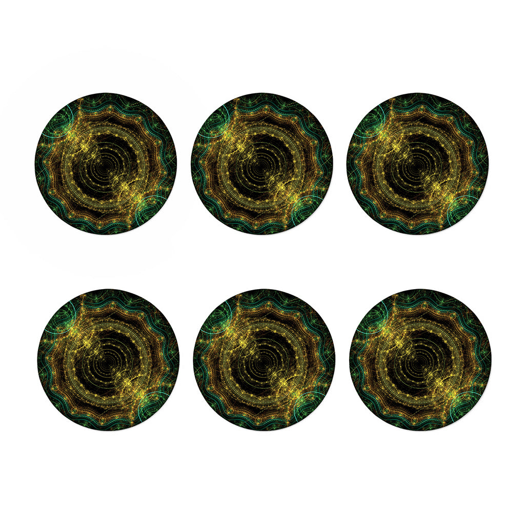Steampunk Fractal Print Coaster Set
