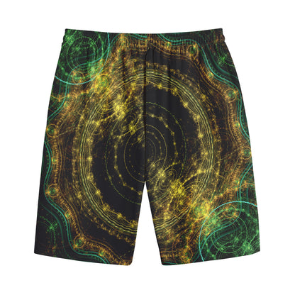 Steampunk Fractal Print Cotton Shorts