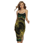 Steampunk Fractal Print Cross Back Cami Dress