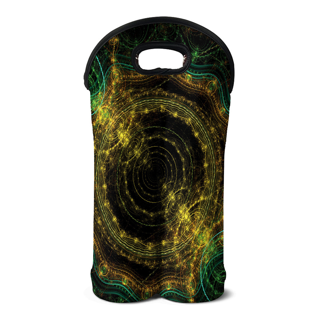 Steampunk Fractal Print Double Neoprene Wine Tote