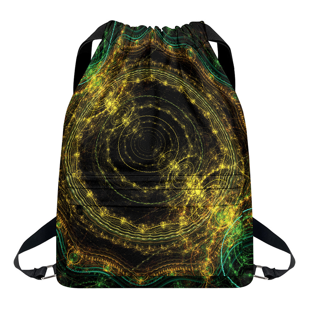 Steampunk Fractal Print Drawstring Backpack
