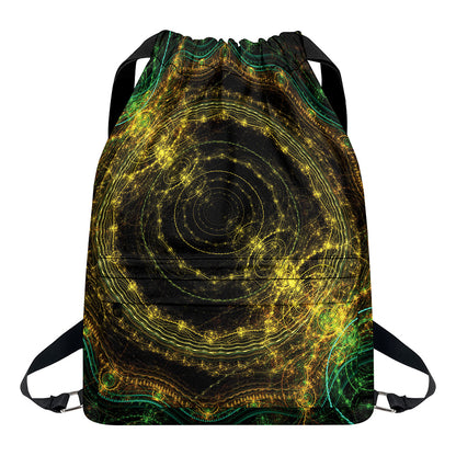 Steampunk Fractal Print Drawstring Backpack