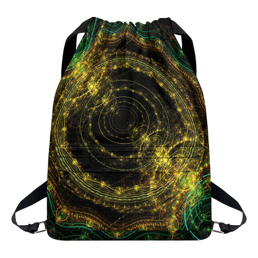 Steampunk Fractal Print Drawstring Backpack