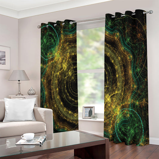 Steampunk Fractal Print Extra Wide Grommet Curtains