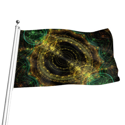 Steampunk Fractal Print Flag