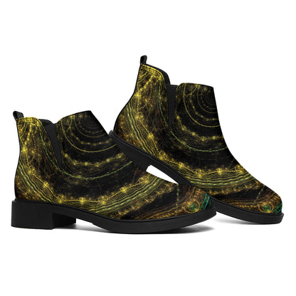 Steampunk Fractal Print Flat Ankle Boots