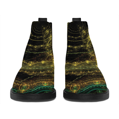 Steampunk Fractal Print Flat Ankle Boots