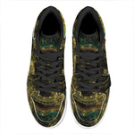 Steampunk Fractal Print High Top Leather Sneakers