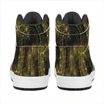 Steampunk Fractal Print High Top Leather Sneakers