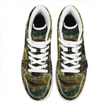 Steampunk Fractal Print High Top Leather Sneakers