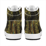 Steampunk Fractal Print High Top Leather Sneakers