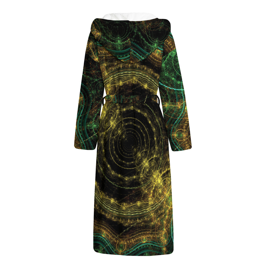 Steampunk Fractal Print Hooded Bathrobe