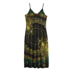 Steampunk Fractal Print Jersey Midi Cami Dress