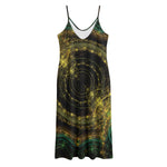 Steampunk Fractal Print Jersey Midi Cami Dress