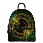 Steampunk Fractal Print Leather Backpack