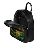 Steampunk Fractal Print Leather Backpack