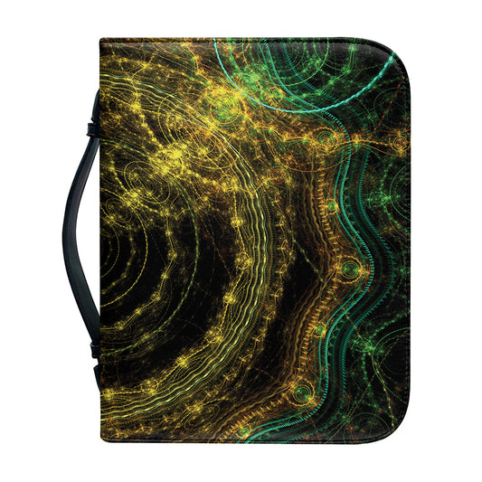Steampunk Fractal Print Leather Bible Cover