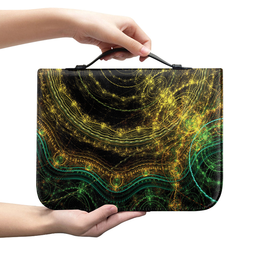 Steampunk Fractal Print Leather Bible Cover