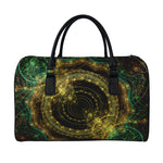 Steampunk Fractal Print Leather Duffle Bag