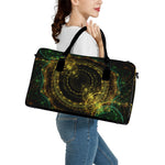 Steampunk Fractal Print Leather Duffle Bag