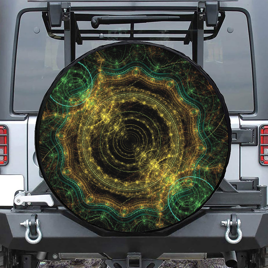 Steampunk Fractal Print Leather Spare Tire Cover