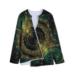 Steampunk Fractal Print Long Sleeve Short Coat