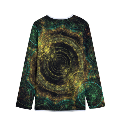 Steampunk Fractal Print Long Sleeve Short Coat