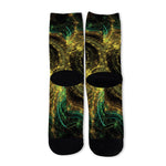 Steampunk Fractal Print Long Socks
