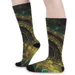 Steampunk Fractal Print Long Socks
