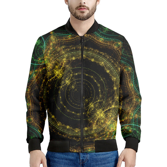 Steampunk Fractal Print Men's Bomber Jacket