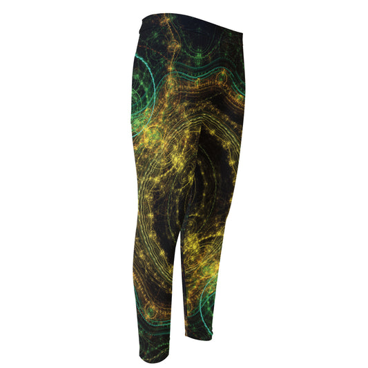 Steampunk Fractal Print Men's Compression Pants