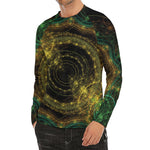 Steampunk Fractal Print Men's Long Sleeve Rash Guard