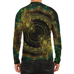 Steampunk Fractal Print Men's Long Sleeve Rash Guard