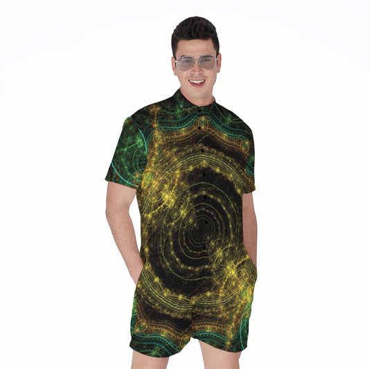Steampunk Fractal Print Men's Rompers