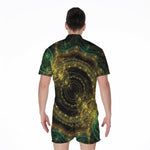 Steampunk Fractal Print Men's Rompers