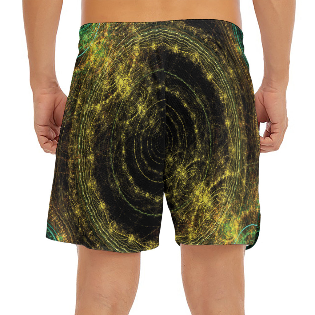 Steampunk Fractal Print Men's Split Running Shorts