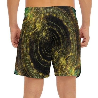 Steampunk Fractal Print Men's Split Running Shorts