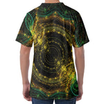 Steampunk Fractal Print Men's Velvet T-Shirt