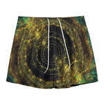 Steampunk Fractal Print Mesh Shorts