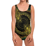 Steampunk Fractal Print One Piece Swimsuit