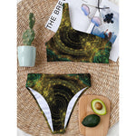 Steampunk Fractal Print One Shoulder Bikini Top