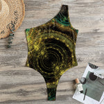 Steampunk Fractal Print One Shoulder Bodysuit