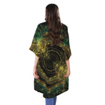 Steampunk Fractal Print Open Front Beach Cover Up